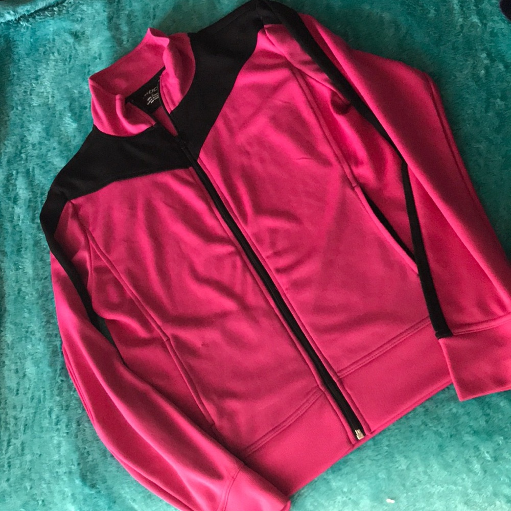 Pink and Black Zippered Athletic Jacket